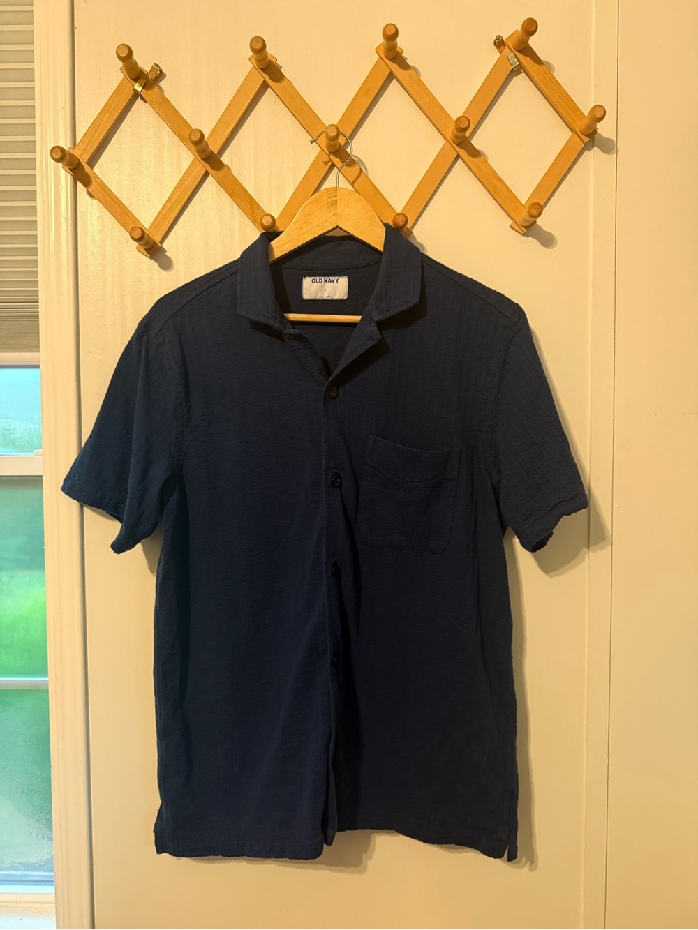 Old Navy Men’s Dark Blue Short-Sleeve Button-Down Shirt
